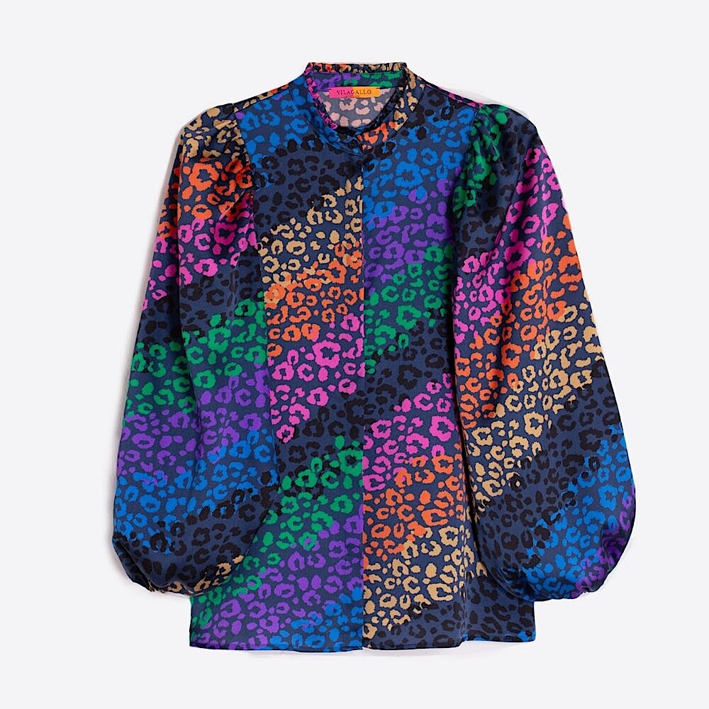 Vilagallo Multicolored Animal Print Blouse - Picture 1 of 10